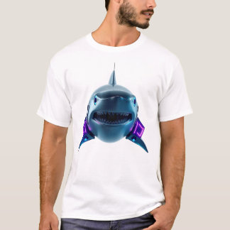 Camiseta Arte de rostro de tiburón robótico