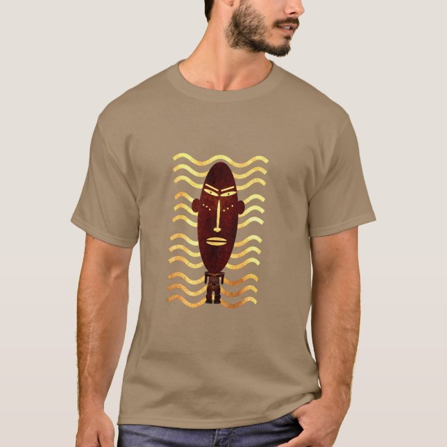 Camiseta Arte de rostro silueta primitiva abstracta moderna (Anverso)