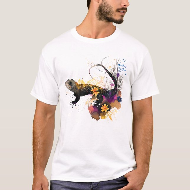 Camiseta Arte de Salamandra Negra (Anverso)