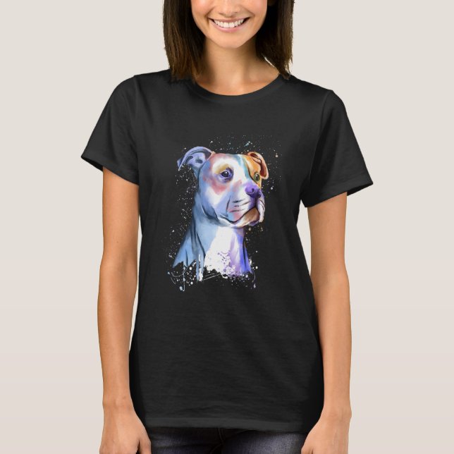 Camiseta Arte de Salpicadura de Pitbull Colorido de Moda -  (Anverso)