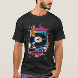 Camiseta Arte de salpicadura de tocadiscos de vinilo retro