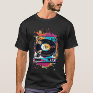 Camiseta Arte de salpicadura de tocadiscos de vinilo retro