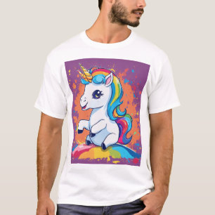 Camiseta Arte de salpicadura de unicornio bebé arcoíris.
