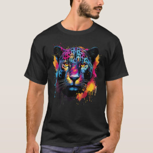 Camiseta Arte de Salpicadura Vida Silvestre Amante de Gatos