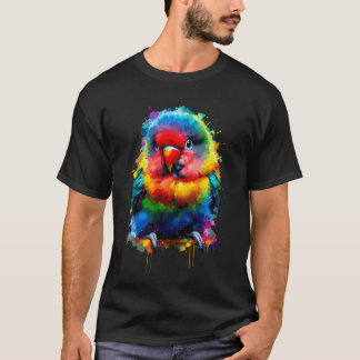 Camiseta Arte de Salpicaduras Coloridas de Loros Observació