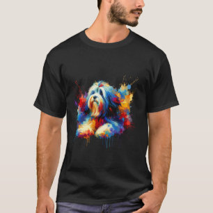 Camiseta Arte de Salpicaduras Coton de Tulear