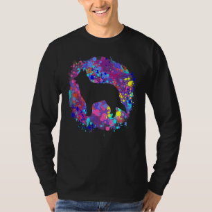 Camiseta Arte de salpicaduras de acuarela rosa del perro pa