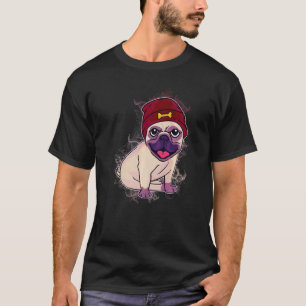 Camiseta Arte de Salpicaduras de Agua Perrito Pug Gorra Bon