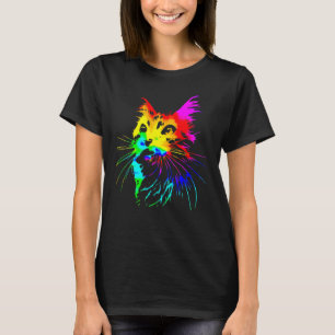 Camiseta Arte de salpicaduras de gato con teñido de nudos