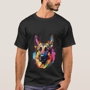 Camiseta Arte de salpicaduras de pastor alemán colorido de