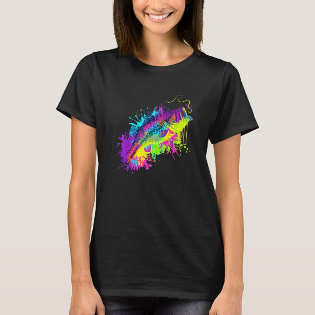 Camiseta Arte de salpicaduras de peces Pesca (Anverso)