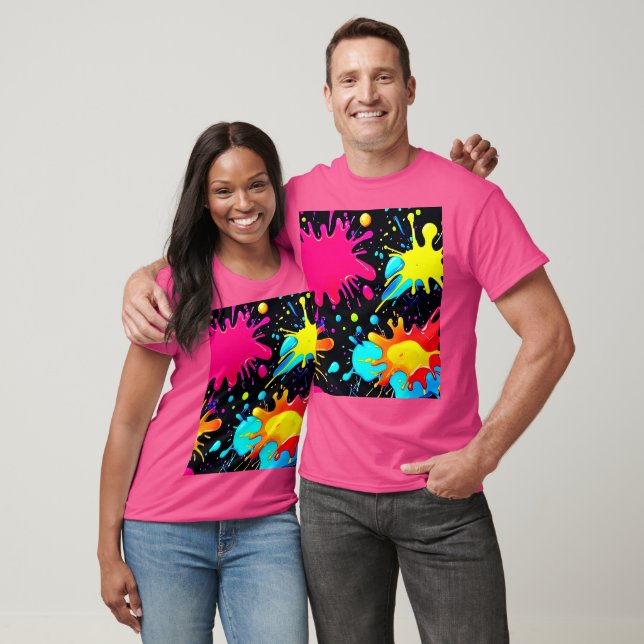 Camiseta Arte de Salpicaduras de Pintura Vibrante Explosión (Unisexo)