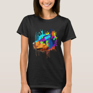 Camiseta Arte de Salpicaduras Dobermann Colorido Perro Lind