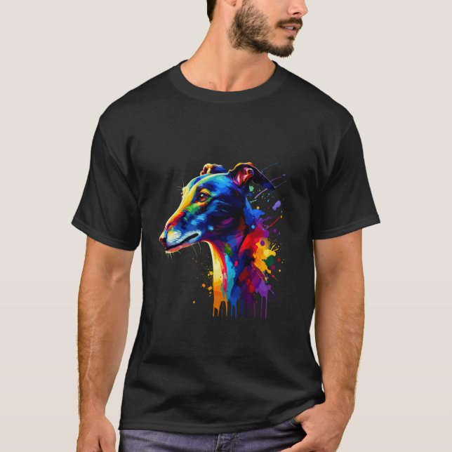 Camiseta Arte de Salpicaduras Galgo Inglés Lebrel Inglés (Anverso)