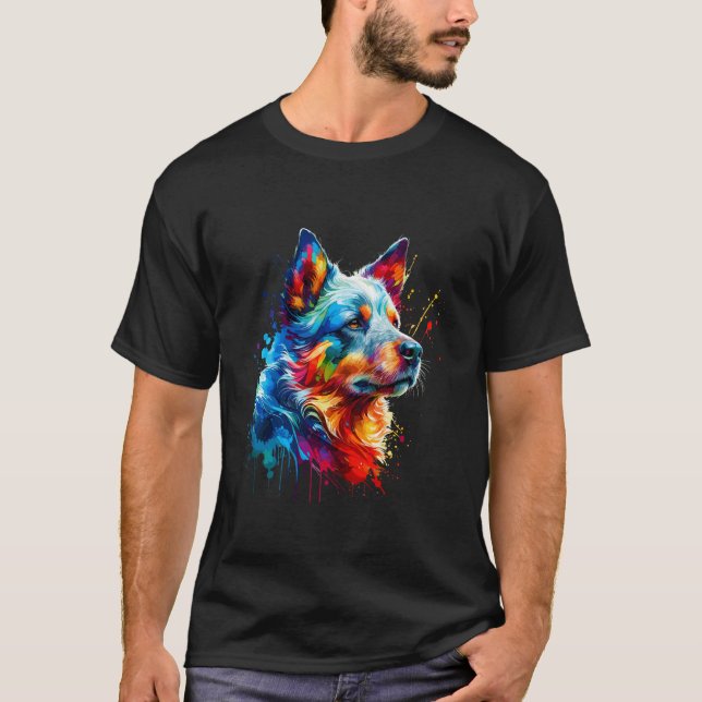 Camiseta Arte de salpicaduras Perro boyero australiano (Anverso)