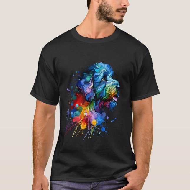 Camiseta Arte de salpicaduras Perro de agua español (Anverso)