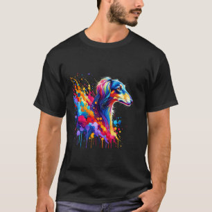 Camiseta Arte de Salpicaduras Perro Saluki Galgo Persa