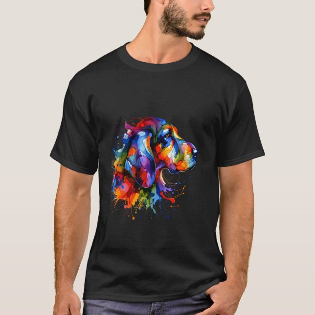 Camiseta Arte de salpicaduras sabueso de caza mapache perro (Anverso)