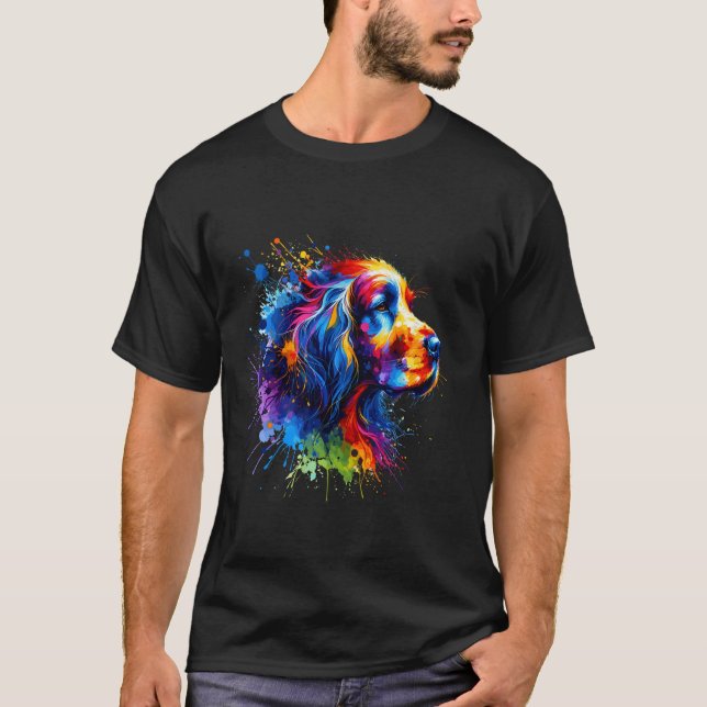 Camiseta Arte de Salpicaduras Setter Inglés (Anverso)