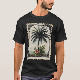 Camiseta Arte de sello de palma tropical vintage