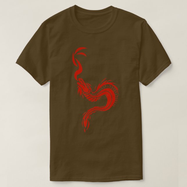 Camiseta Arte de serpientes de dragón rojo japonés (Diseño del anverso)