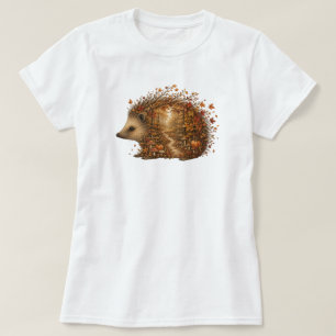 Camiseta Arte de silueta de bosque de erizo de otoño
