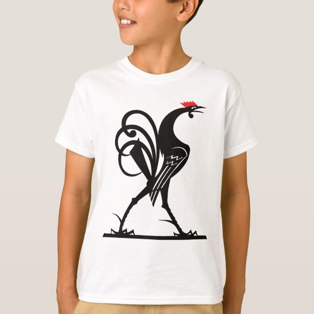 Camiseta Arte de Silueta de Gallo Abstracto (Anverso)