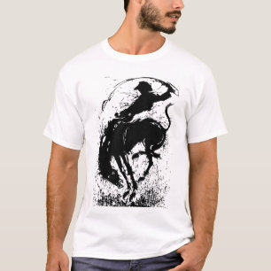 Camiseta Arte de silueta de rodeo de vaquero dinámico