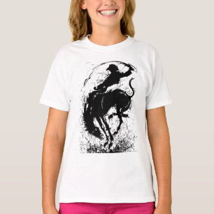 Camiseta Arte de silueta de rodeo de vaquero dinámico