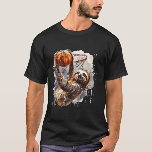 Camiseta Arte de Splash Sketll Sloth Slam Dunk para Sketll  (Anverso)