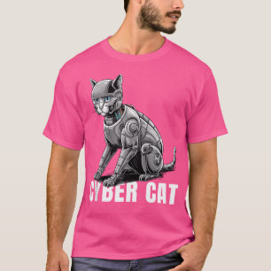 Camiseta Arte De Steampunk Futurista De Cyber Cat Para El A