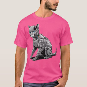 Camiseta Arte De Steampunk Futurista De Cyber Cat Para El A