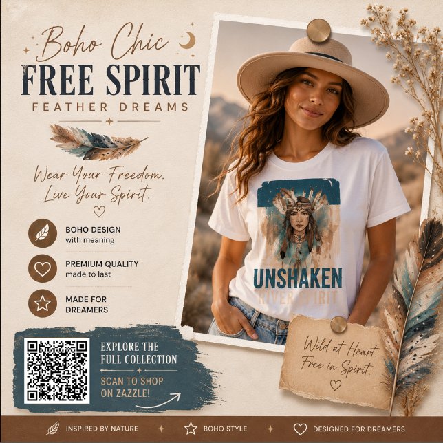 Camiseta Arte de Sueños de Plumas Boho Chic Espíritu Libre (Subido por el creador)