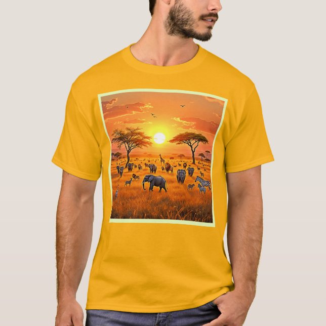 Camiseta Arte de Sunset en la sabana africana (Anverso)