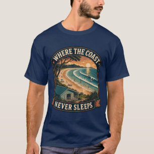 Camiseta Arte de surf de playa al atardecer costero vintage