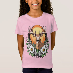 Camiseta Arte de tatuaje de dibujos animados de un ciervo c