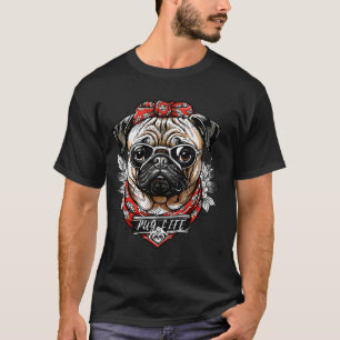 Camiseta Arte de tatuaje de perro Pug vida de gánster