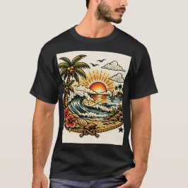 Camiseta Arte de tatuaje de Sailor Jerry paraíso tropical