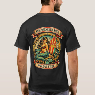 Camiseta Arte de tatuaje de sirena vintage Alma bañada por 