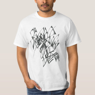 Camiseta Arte de Tatuaje Tribal Abstracto Blanco y Negro en