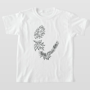 Camiseta Arte de tatuaje tribal abstracto de flores negras