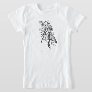 Camiseta Arte de tatuaje tribal abstracto negro y blanco