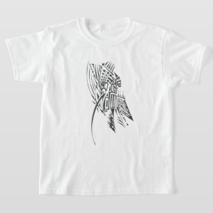 Camiseta Arte de tatuaje tribal abstracto negro y blanco