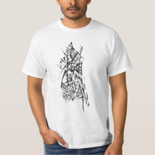 Camiseta Arte de tatuaje tribal abstracto negro y blanco ca