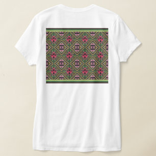 Camiseta Arte de tela abstracta brillante rosa y verde