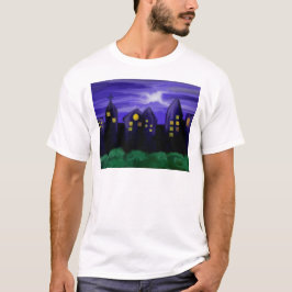 Camiseta Arte de tela de rascacielos de la ciudad nocturna