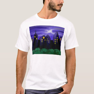 Camiseta Arte de tela de rascacielos de la ciudad nocturna
