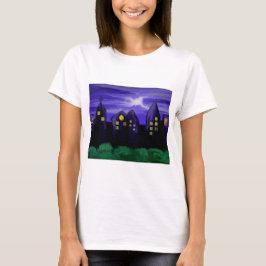 Camiseta Arte de tela de rascacielos de la ciudad nocturna