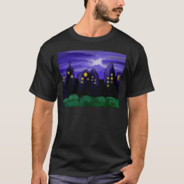 Camiseta Arte de tela de rascacielos de la ciudad nocturna