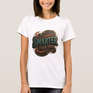 Camiseta Arte de texto 3D azul verdoso intenso MÁS INTELIGE